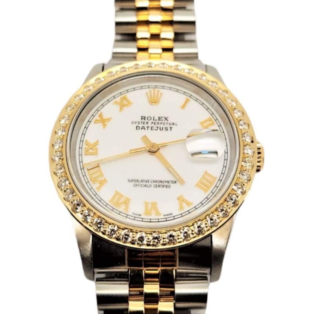 Rolex 36mm Datejust 16233 White roman Two-tone 2CT Diamond jubilee - Picture 6 of 9